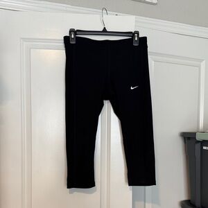 Nike Black Crop Leggings with White Logo
